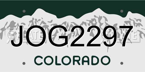 JOG2297 Colorado License Plate