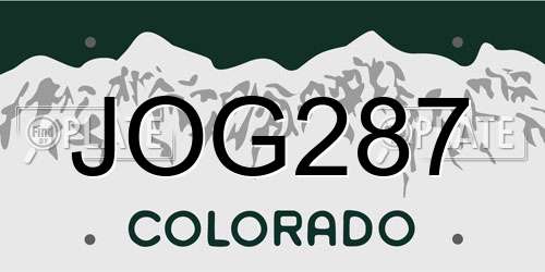 JOG287 Colorado License Plate