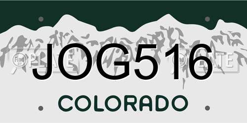 JOG516 Colorado License Plate