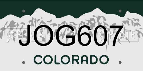 JOG607 Colorado License Plate