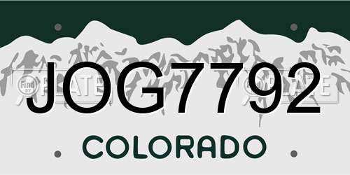 JOG7792 Colorado License Plate