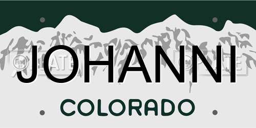 JOHANNI Colorado License Plate