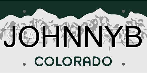 JOHNNYB Colorado License Plate