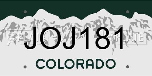JOJ181 Colorado License Plate