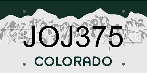 JOJ375 Colorado License Plate