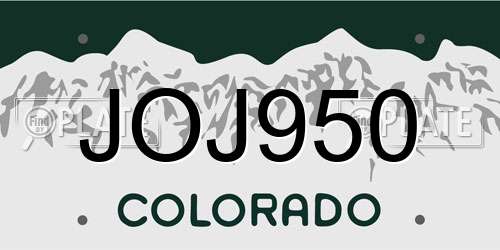 JOJ950 Colorado License Plate