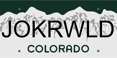 JOKRWLD Colorado License Plate