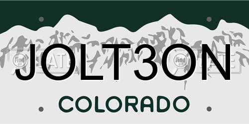 JOLT3ON Colorado License Plate