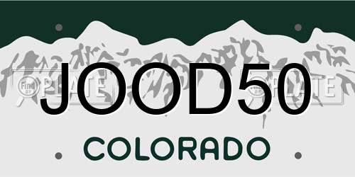 JOOD50 Colorado License Plate