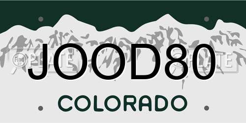 JOOD80 Colorado License Plate