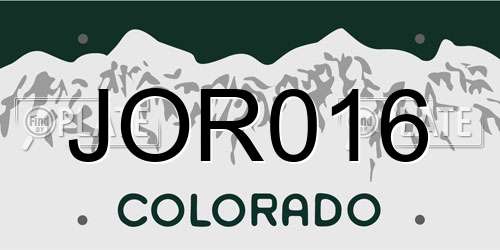 JOR016 Colorado License Plate