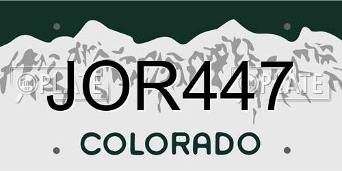 JOR447 Colorado License Plate