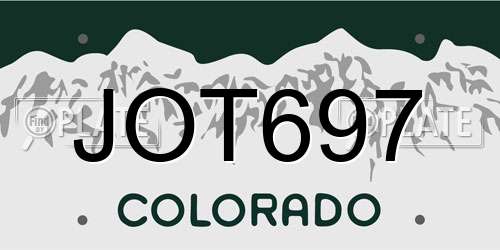 JOT697 Colorado License Plate