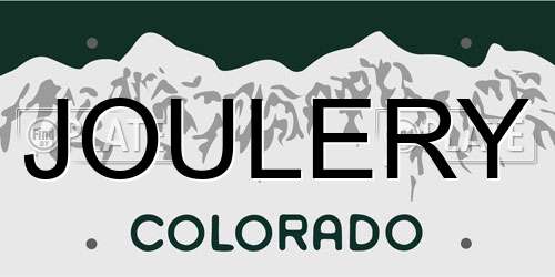 JOULERY Colorado License Plate
