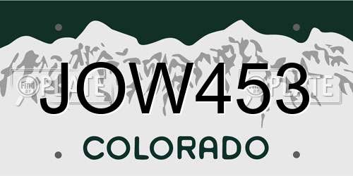 JOW453 Colorado License Plate