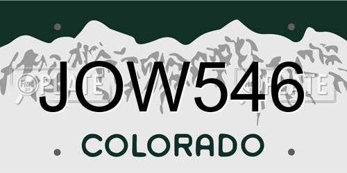 JOW546 Colorado License Plate