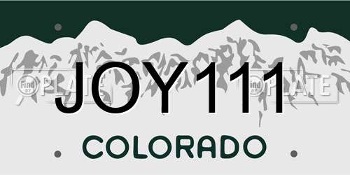 JOY111 Colorado License Plate