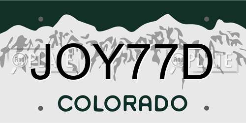 JOY77D Colorado License Plate