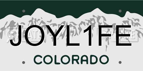 JOYL1FE Colorado License Plate