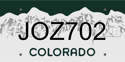 JOZ702 Colorado License Plate