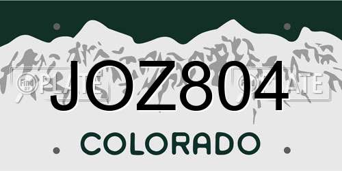 JOZ804 Colorado License Plate