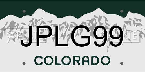 JPLG99 Colorado License Plate