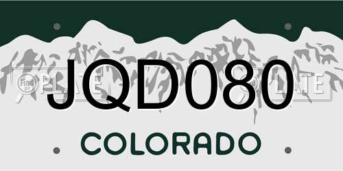 JQD080 Colorado License Plate