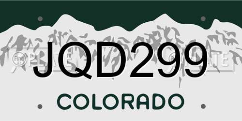 JQD299 Colorado License Plate