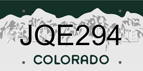 JQE294 Colorado License Plate