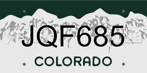 JQF685 Colorado License Plate