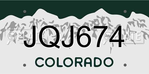 JQJ674 Colorado License Plate