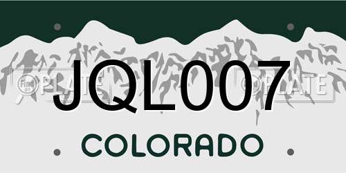 JQL007 Colorado License Plate