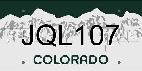 JQL107 Colorado License Plate