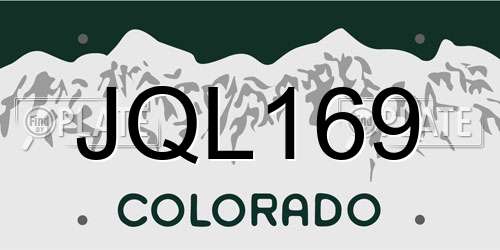 JQL169 Colorado License Plate