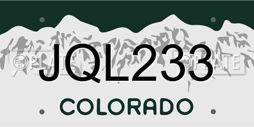 JQL233 Colorado License Plate