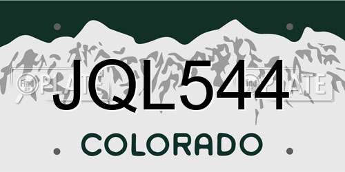 JQL544 Colorado License Plate