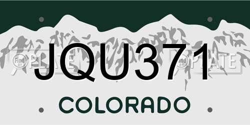 JQU371 Colorado License Plate
