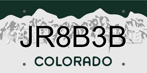 JR8B3B Colorado License Plate