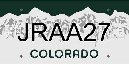 JRAA27 Colorado License Plate