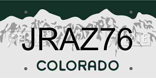 JRAZ76 Colorado License Plate