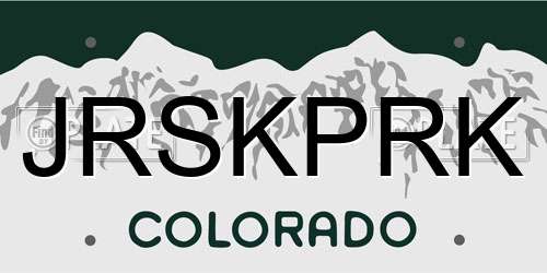 JRSKPRK Colorado License Plate