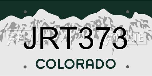 JRT373 Colorado License Plate