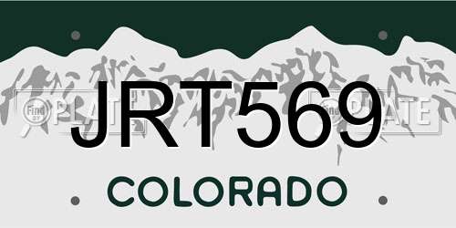 JRT569 Colorado License Plate