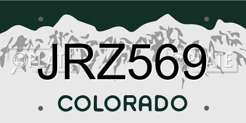JRZ569 Colorado License Plate