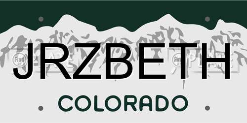 JRZBETH Colorado License Plate