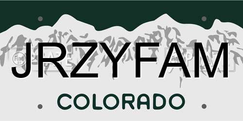 JRZYFAM Colorado License Plate