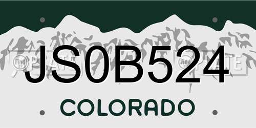 JS0B524 Colorado License Plate