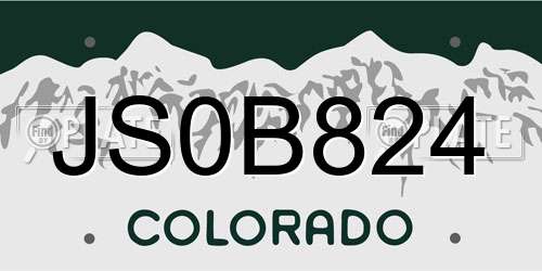 JS0B824 Colorado License Plate