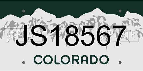 JS18567 Colorado License Plate