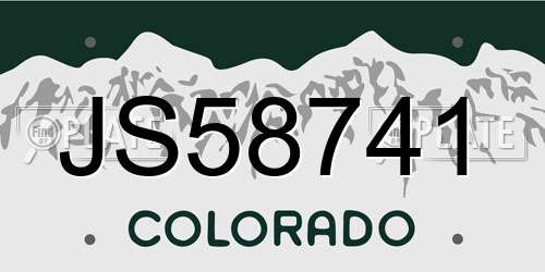 JS58741 Colorado License Plate